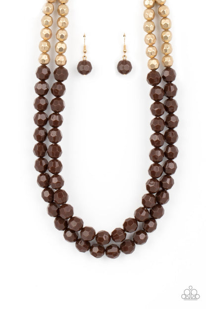 Paparazzi Greco Getaway Brown Necklace. Get Free Shipping. #P2SE-BNXX-236FP. Coca Mocha Acrylic Bead