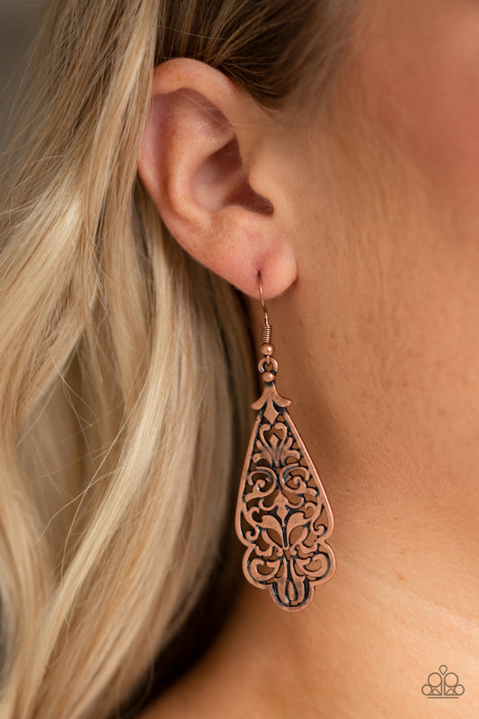 Paparazzi Earring ~ Greenhouse Goddess - Copper