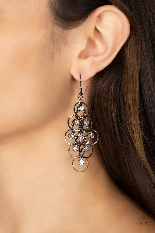 Paparazzi Head Rush - Black Gunmetal Earrings. Get Free Shipping. #P5BA-BKXX-085XX