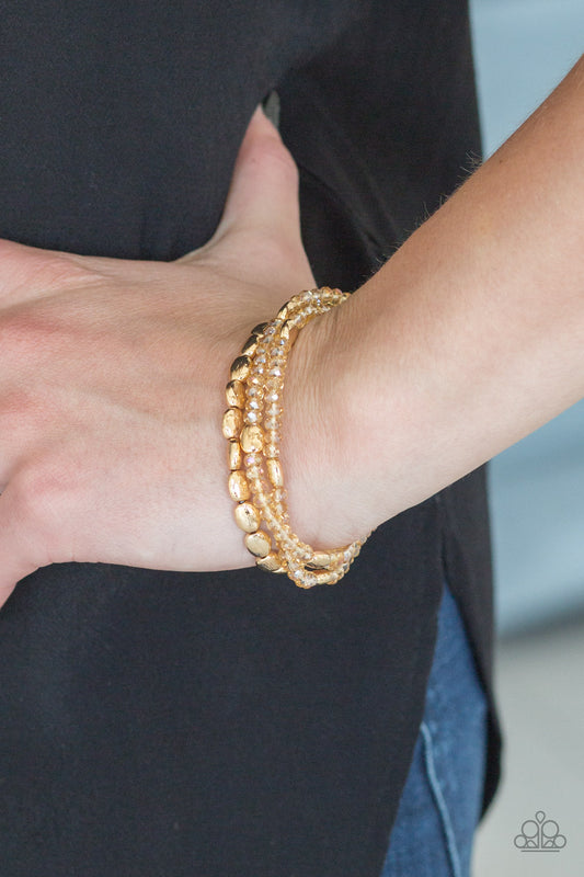 Paparazzi Bracelet ~ Hello Beautiful - Gold