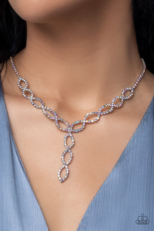 Infinitely Icy Multi Iridescent $5 Necklace Paparazzi Accessories. #P2DA-MTXX-080XX. Ships Free!