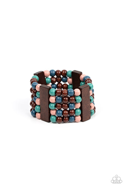 Island Soul Multi Bracelet Paparazzi Accessories Wooden Stretchy Bracelet in multi colors