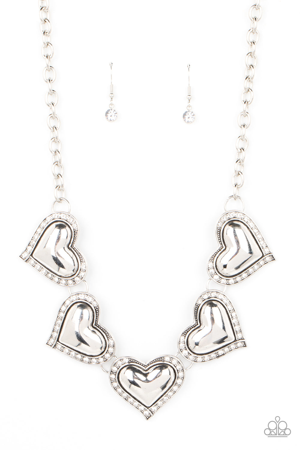 Paparazzi Kindred Hearts White Necklace. Get Free Shipping. Includes earrings. #P2WH-WTXX-300XX