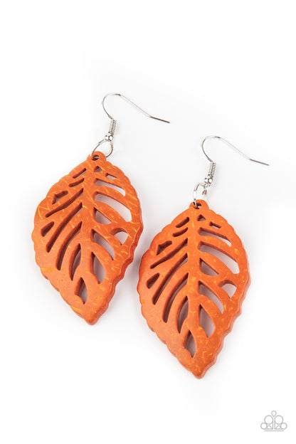 LEAF Em Hanging Orange Wooden Earrings Paparazzi Accessories. Subscribe & Save. #P5SE-OGXX-137XX