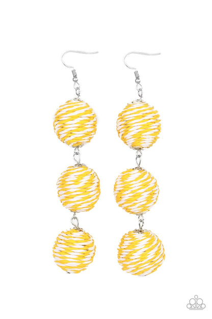 Paparazzi Laguna Lanterns - Yellow Crepe Lantern Earrings