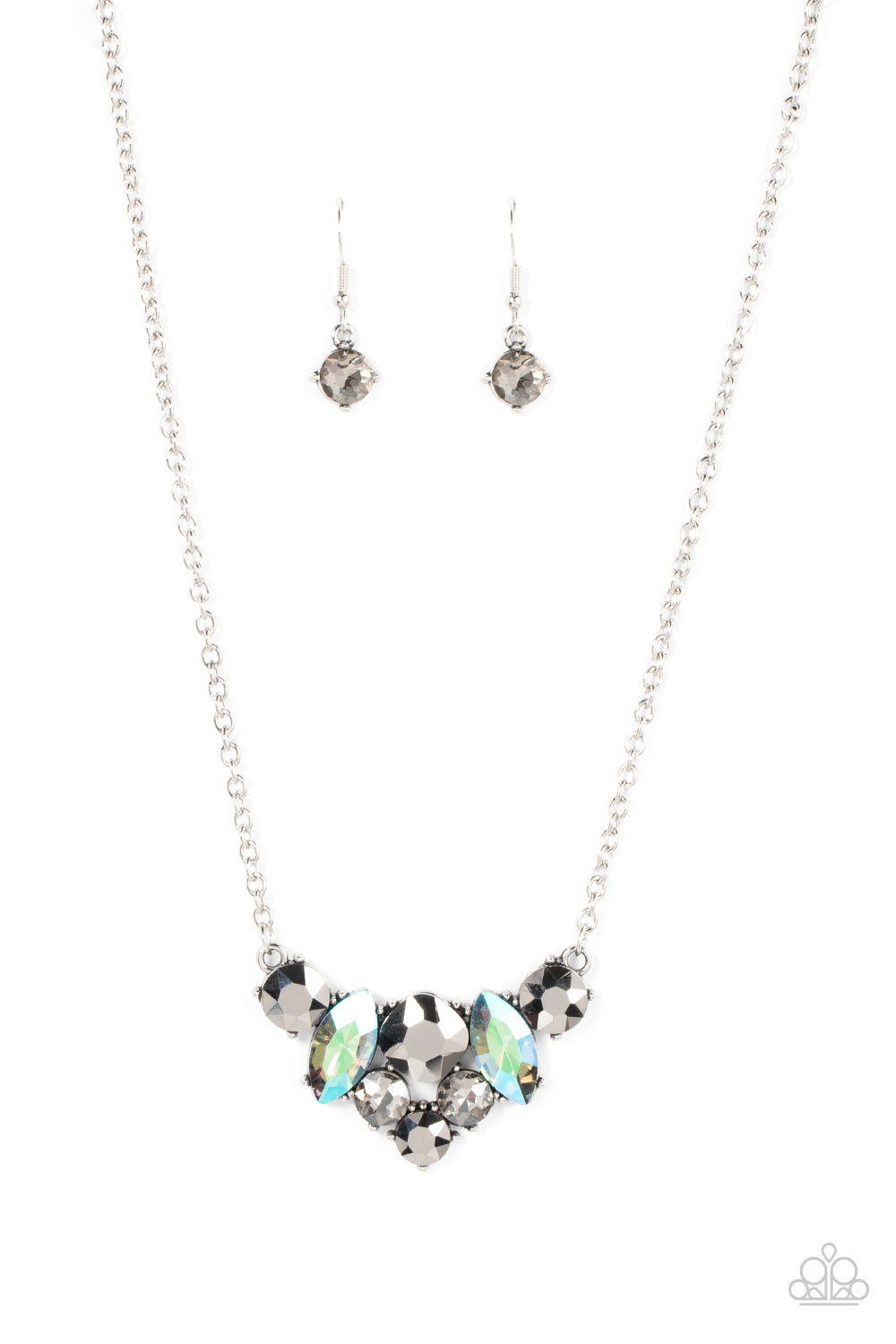 Lavishly Loaded Silver Iridescent Necklace Paparazzi Accessories Smoky Hematite. Subscribe & Save.