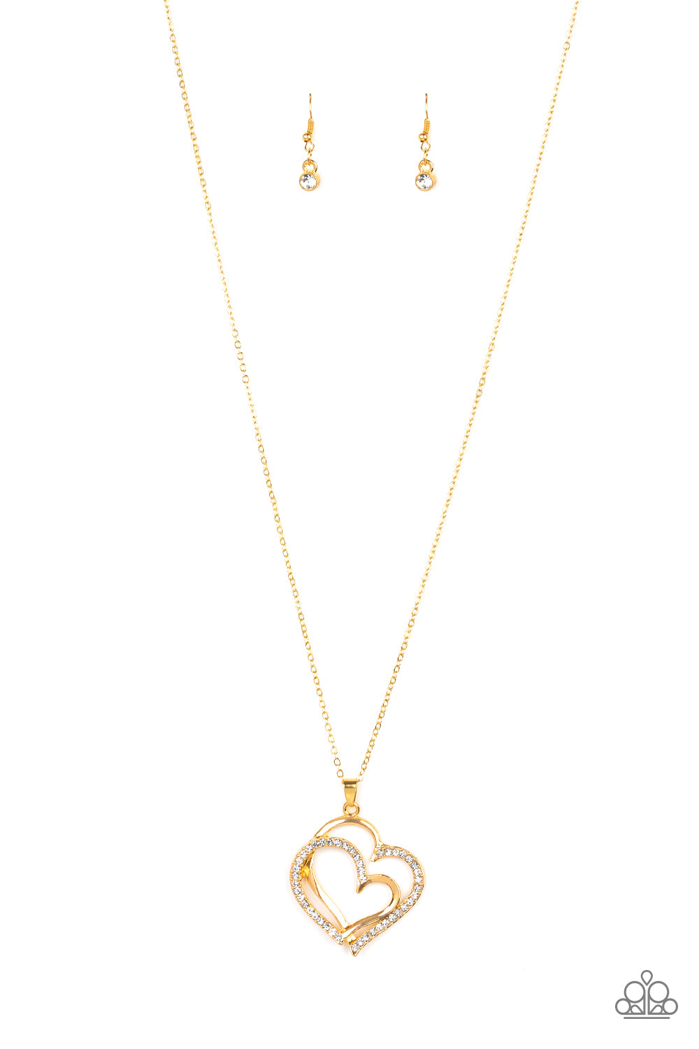 Lighthearted Luster - Gold Necklace Paparazzi Accessories Dainty Gold Heart Long Necklace
