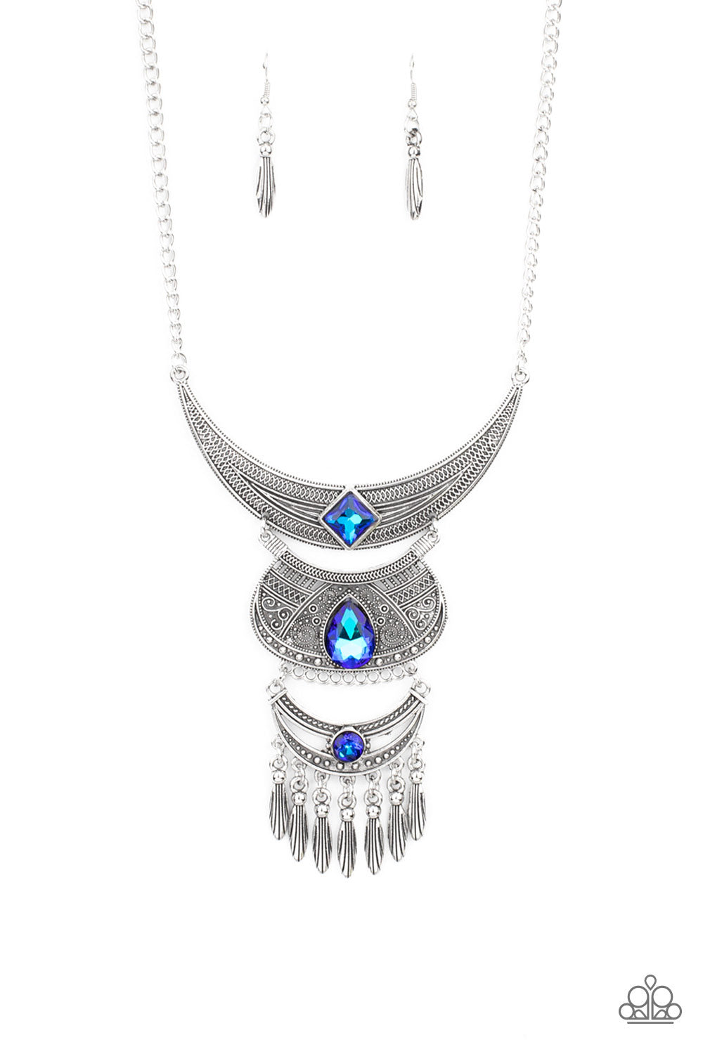 Lunar Enchantment Blue Necklace Paparazzi Accessories UV Shimmer. Free Shipping! #P2ST-BLXX-168XX