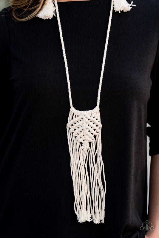 Paparazzi Macrame Mantra White Necklace. Get Free Shipping. #P2SE-WTXX-222XX