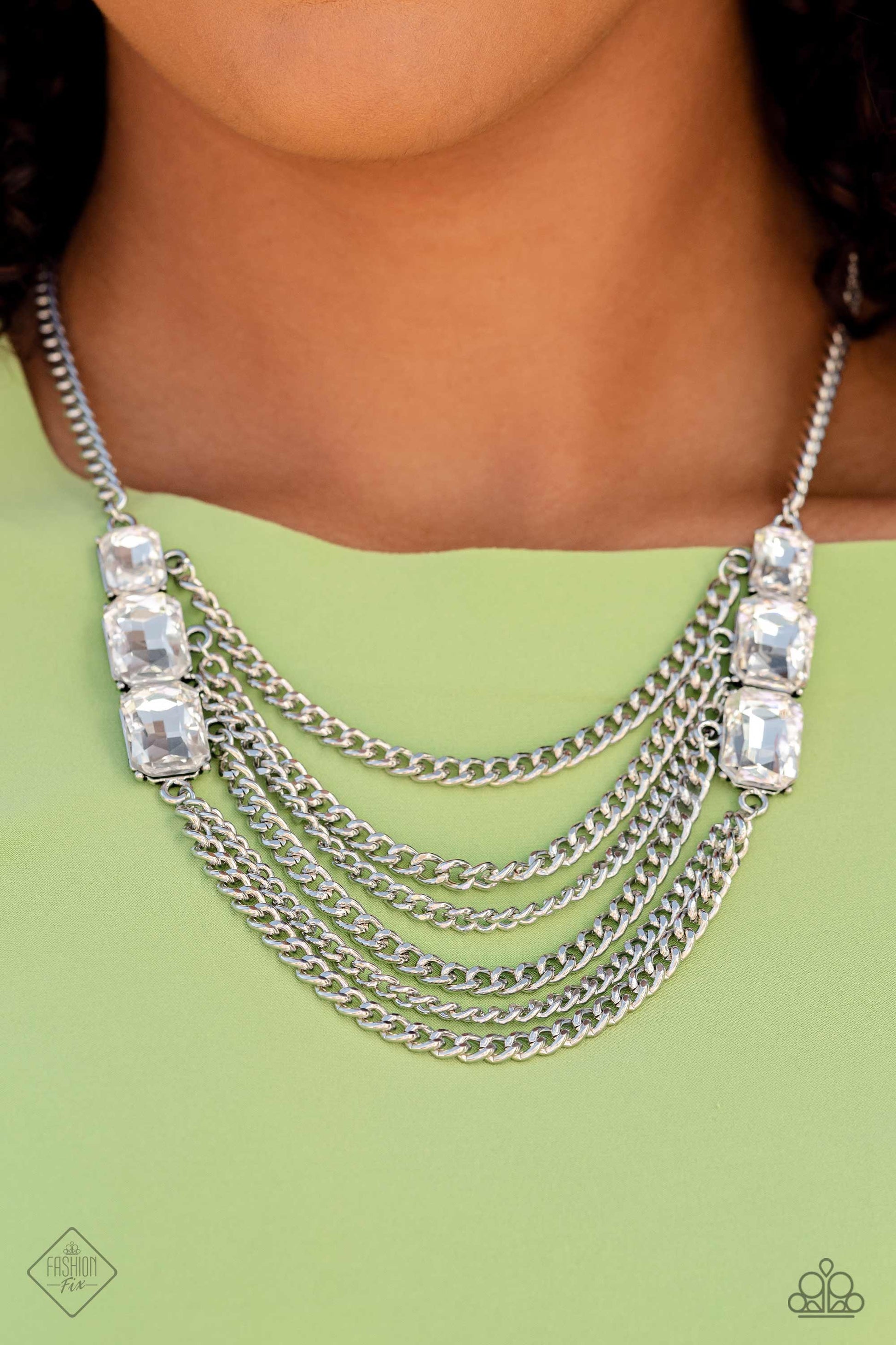 Paparazzi March 2023 Fashion Fix Necklace "Come CHAIN or Shine - White" (P2IN-WTXX-047NH).Ships Free