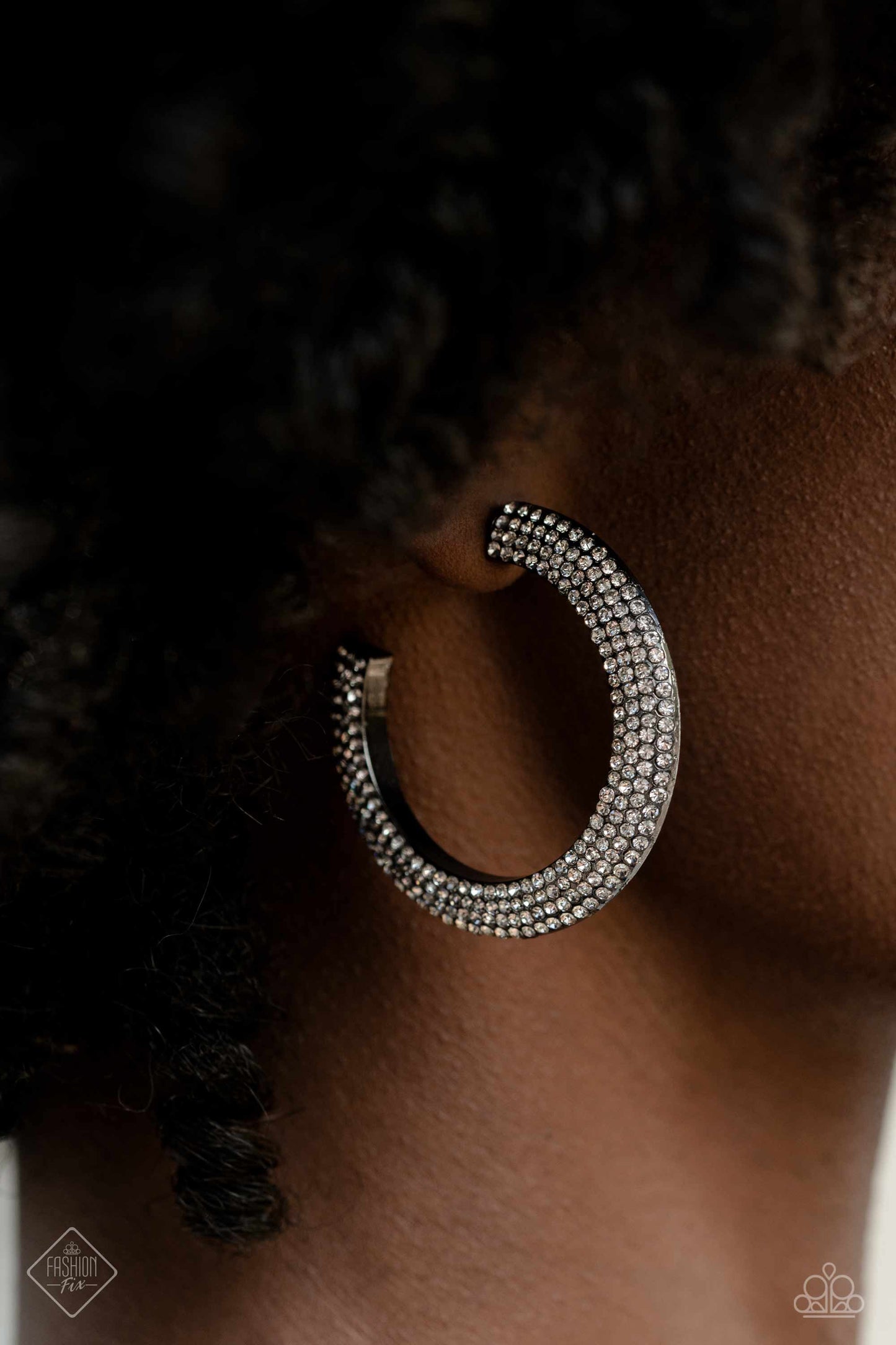 Paparazzi Fashion Fix $5 Earring: "Dazzling Dynamo - Black" (P5HO-BKXX-268LW). Get Free Shipping