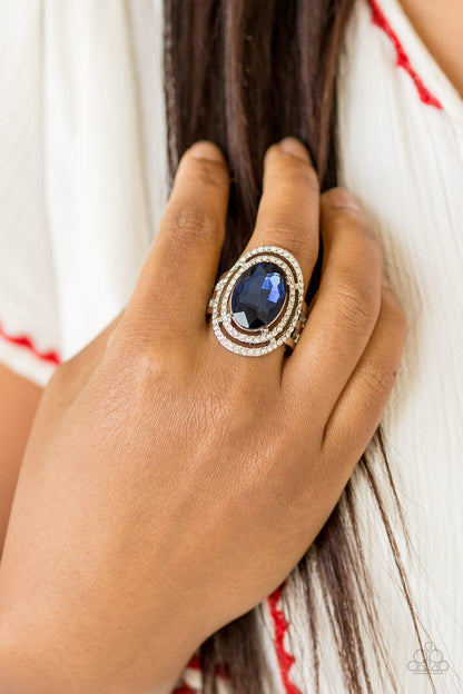 Making History - Blue Ring Paparazzi Accessories $5 Ring with Blue Gem