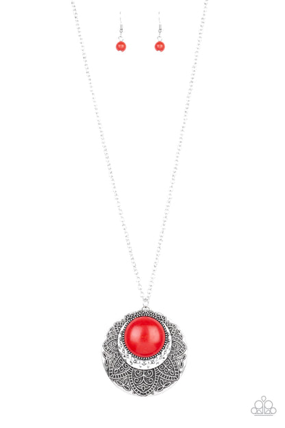 Medallion Meadow - Red Necklace Paparazzi Accessories