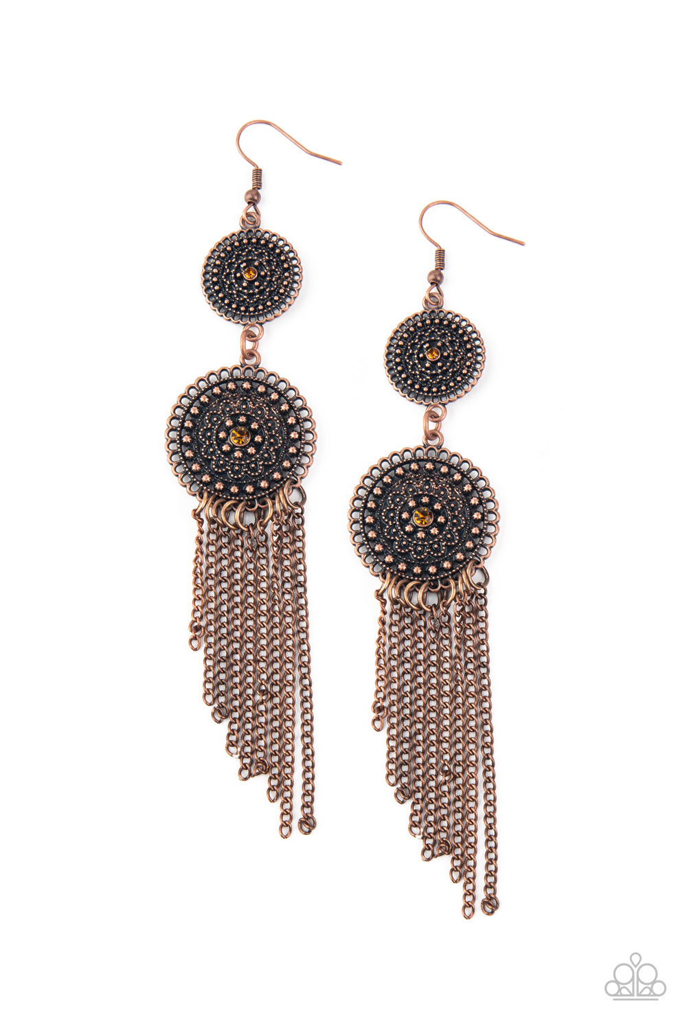 Medallion Mecca - Copper Earring Paparazzi Accessories