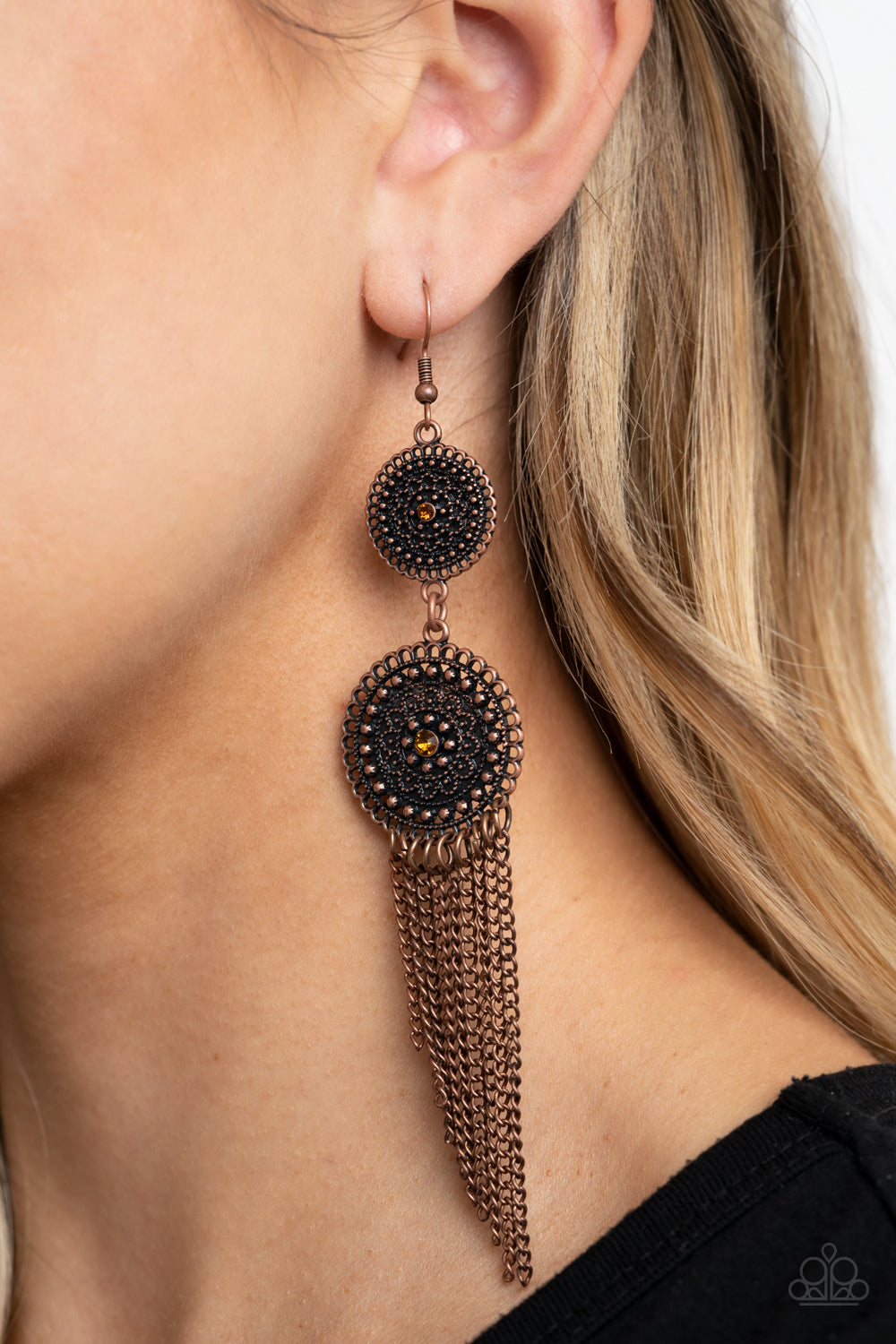 Paparazzi Earring ~ Medallion Mecca - Copper