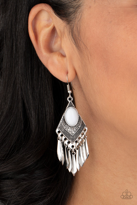 Paparazzi Earring ~ Mostly Monte-ZUMBA - White