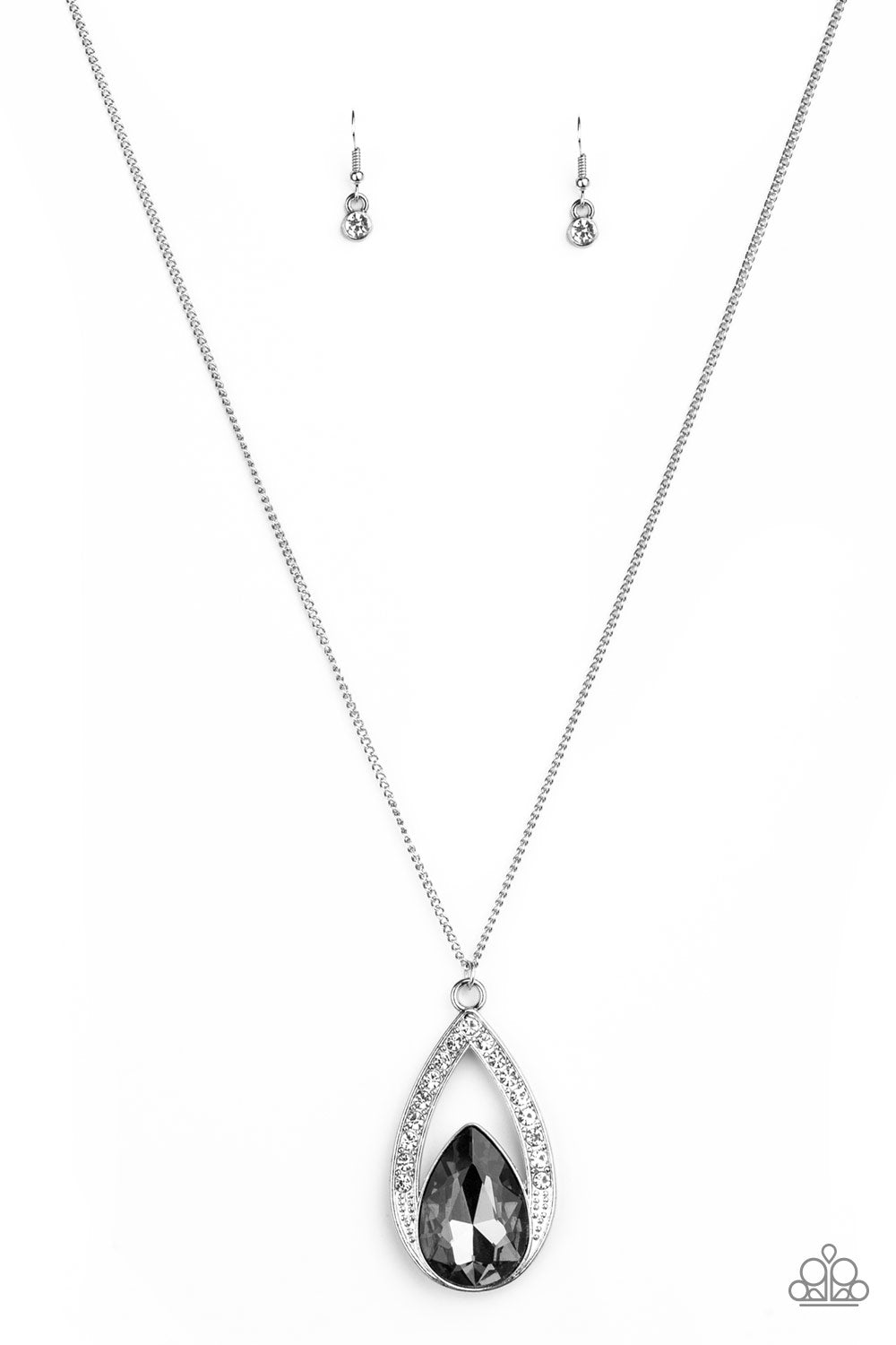 Paparazzi Necklace ~ Notorious Noble - Silver Teardrop Necklace