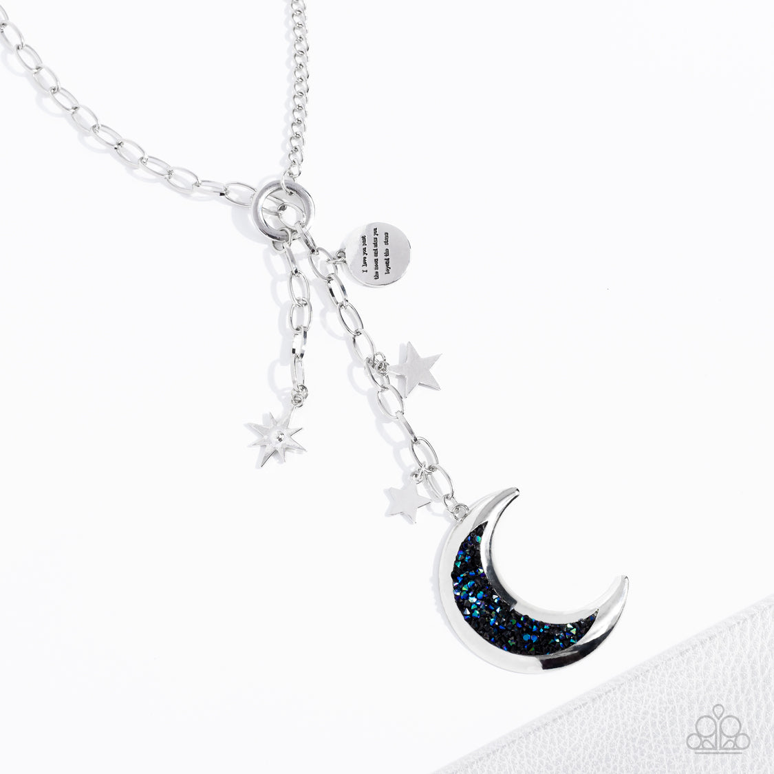 Paparazzi Once in a Blue Moon Necklace. $5 Paparazzi Accessories. Crescent Half Moon Empire Diamond