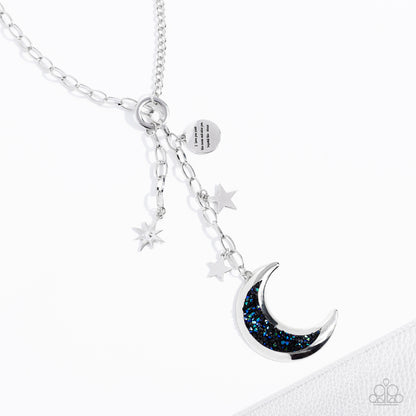 Paparazzi Once in a Blue Moon Necklace. $5 Paparazzi Accessories. Crescent Half Moon Empire Diamond