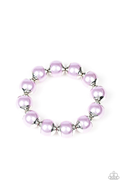 Paparazzi One Woman Show-STOPPER - Purple Pearls Stretchy Band Bracelet
