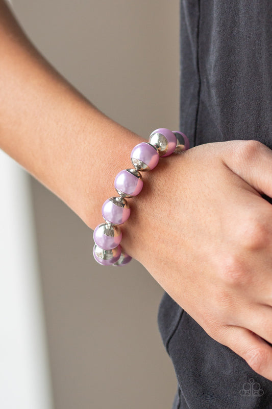 Paparazzi One Woman Show-STOPPER - Purple Pearls Stretchy Band Bracelet