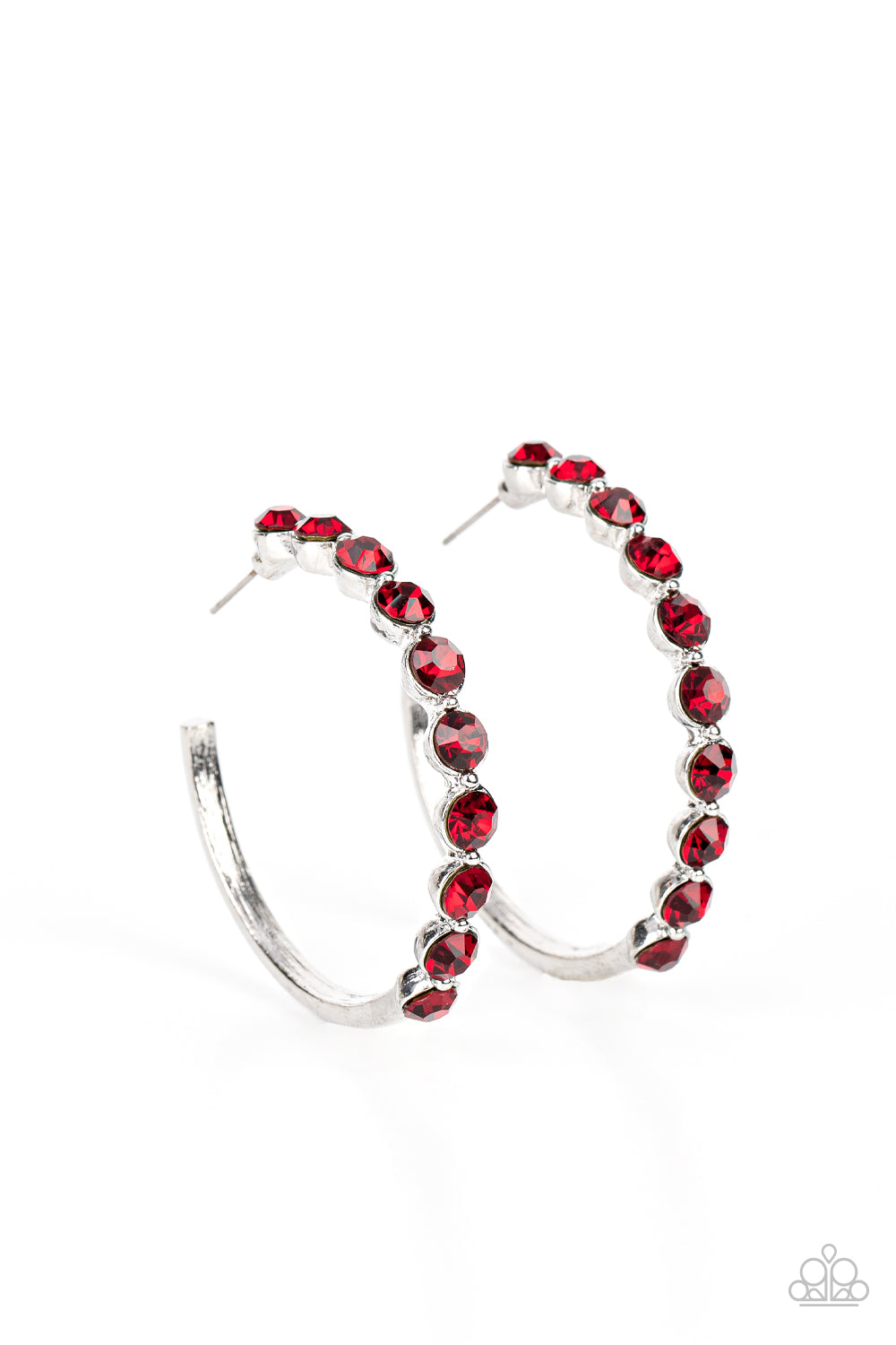 Photo Finish Red Hoops Paparazzi Accessories Earring near Santa Clara. P5HO-RDXX-024XX