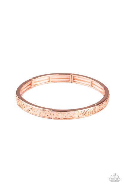 Precisely Petite - Shiny Copper Stretchy Bracelet Paparazzi Accessories