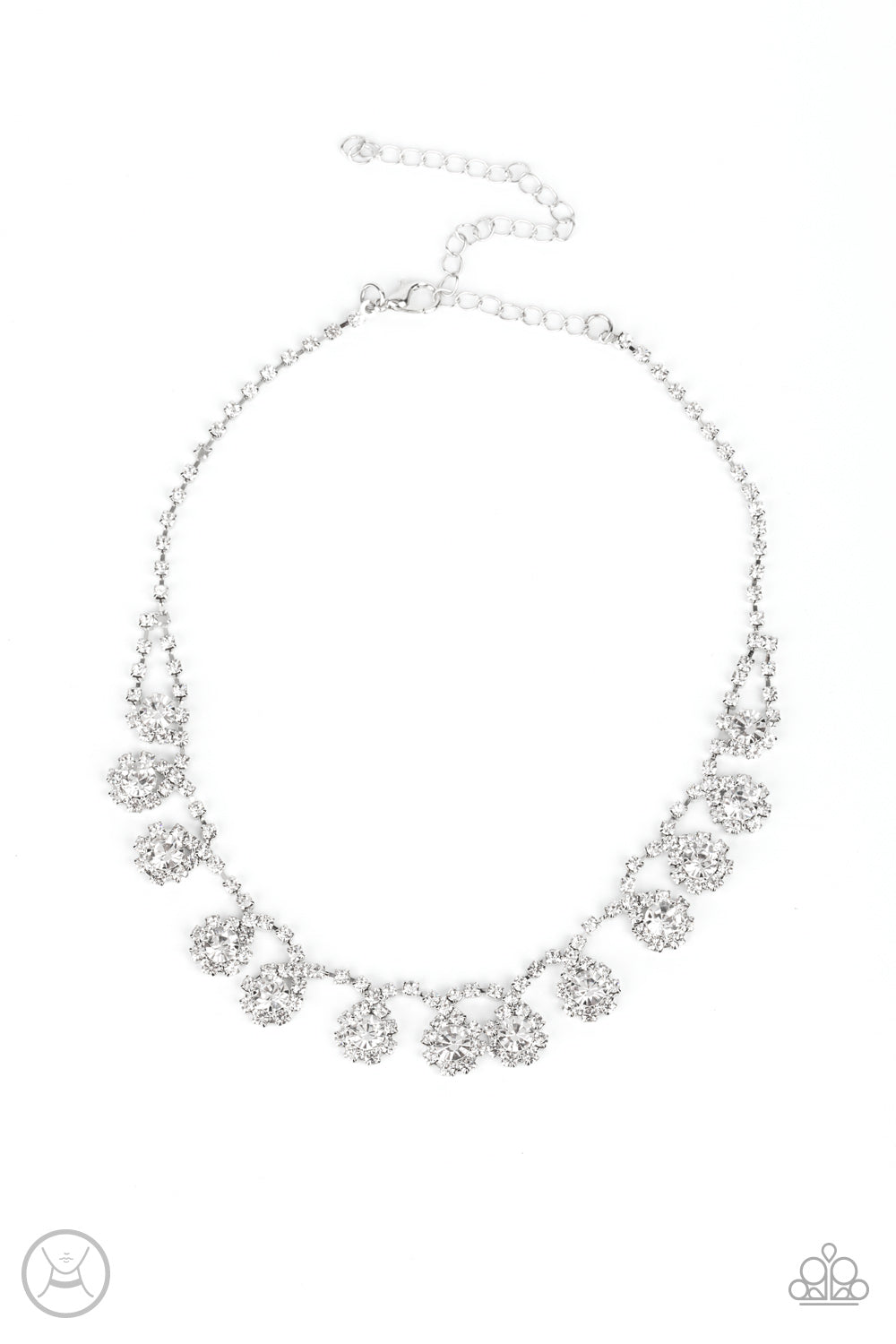 Paparazzi Princess Prominence White Necklace for women. Dainty Necklace. White rhinestone