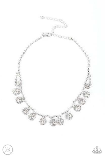 Paparazzi Princess Prominence White Necklace for women. Dainty Necklace. White rhinestone