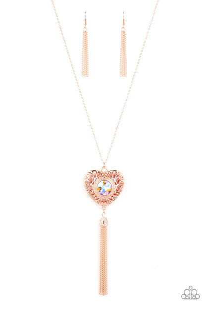 Paparazzi Prismatic Passion Rose Gold $5 Necklace. Get Free Shipping. #P2WH-GDRS-173XX