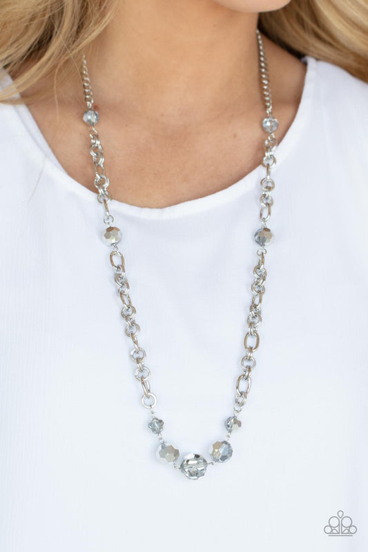 Prismatic Pick-Me-Up Silver Long Necklace Paparazzi Accessories. Get Free Shipping. #P2RE-SVXX-433XX