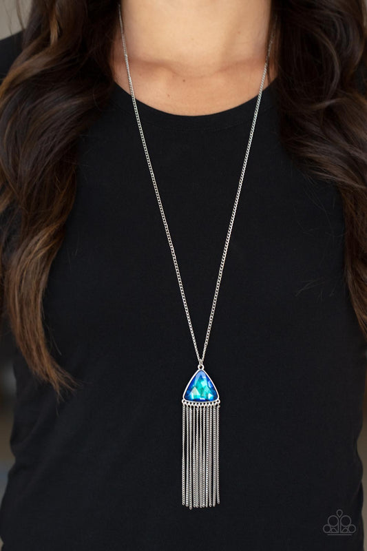 Paparazzi Proudly Prismatic - Blue Necklace Paparazzi Blue Iridescent UV Shimmer Long Necklace