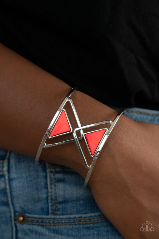 Paparazzi Pyramid Palace Red Bracelet. Get Free Shipping. #P9ED-RDXX-023XX. Cuff Bracelets