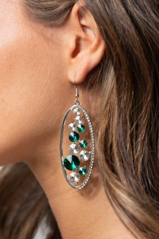 Paparazzi Earrings ~ Rock Candy Bubbly - Green