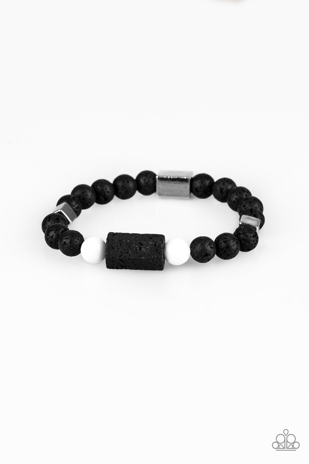 Run Out The BLOCK - White Bracelet Paparazzi Accessories Lava Rock Beads Bracelet