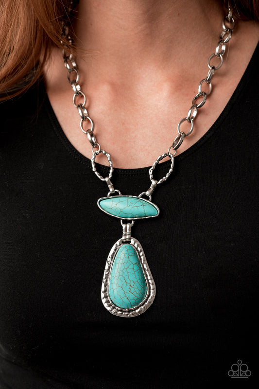 Paparazzi Rural Rapture Turquoise Blue Necklace For Women. Short Necklace. #P2SE-BLXX-432XX