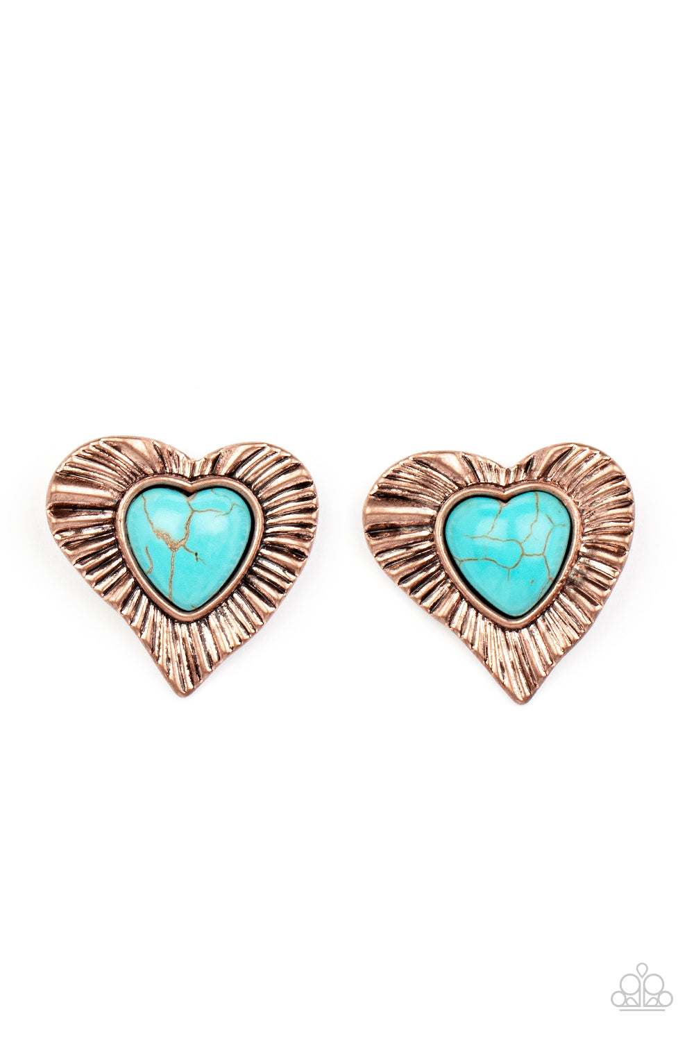 Paparazzi Rustic Romance Copper And Turquoise Blue Post Earrings. Subscribe & Save!