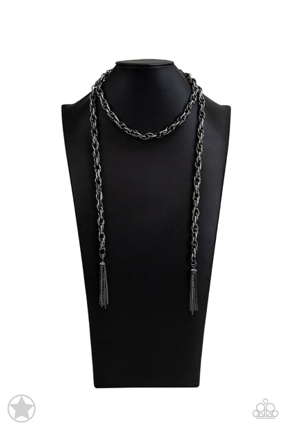 SCARFed for Attention - Black Gunmetal Necklace Paparazzi