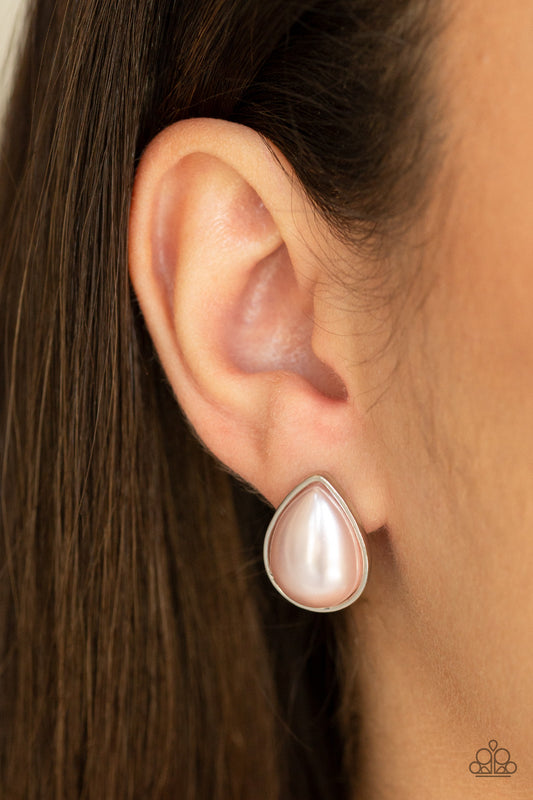 SHEER Enough Pink Earring Paparazzi Accessories. Pink Pearl Earrings. #P5PO-PKXX-048XX. Free Ship