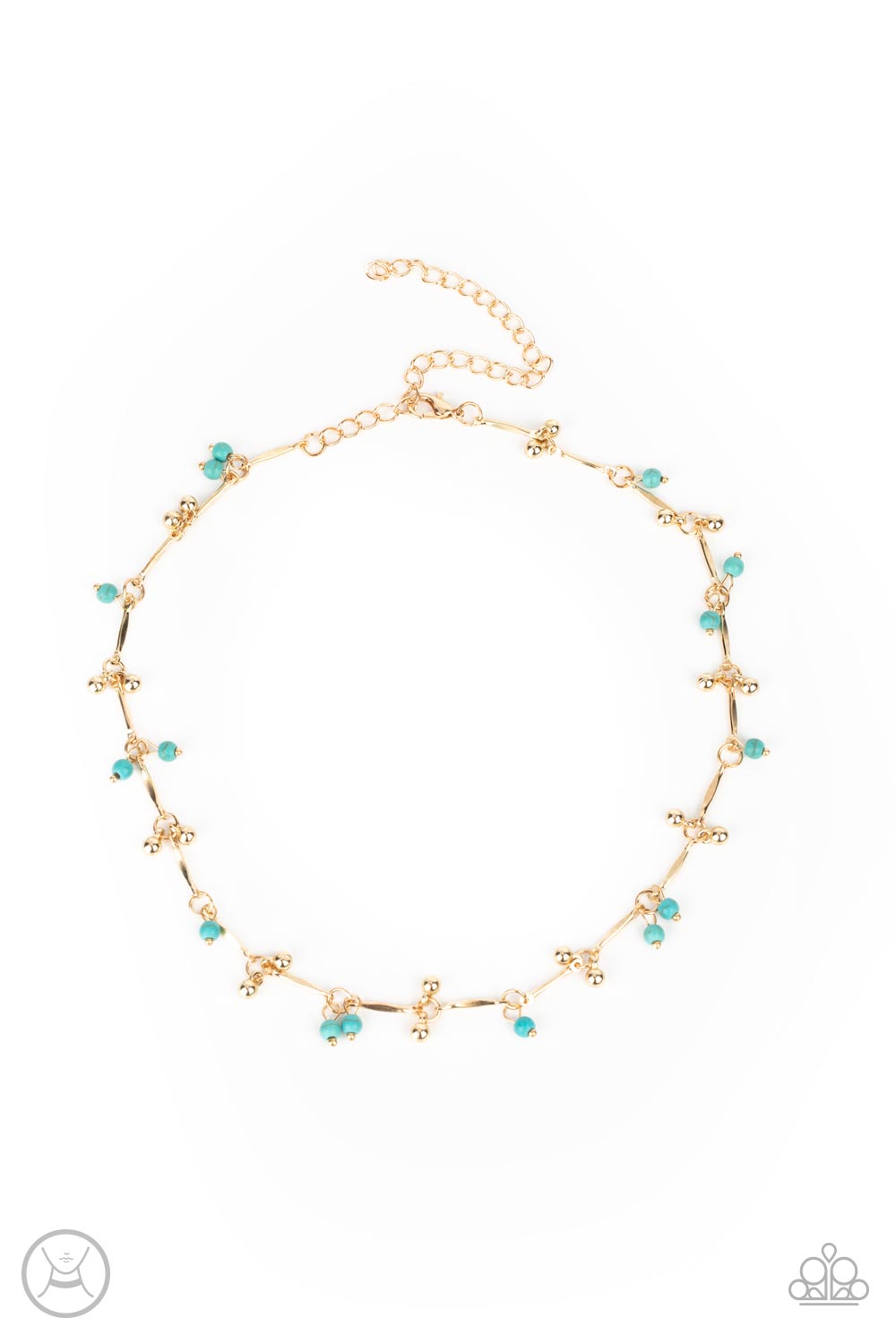 Sahara Social - Gold Choker Paparazzi Accessories with Turquoise beads 