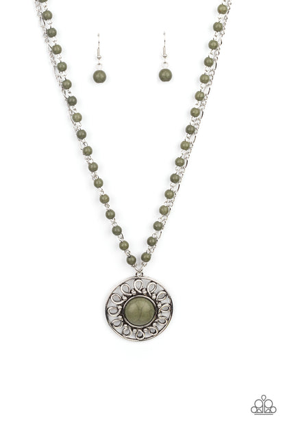 Sahara Suburb Green Necklace Paparazzi Accessories 2021 Convention exclusive. #P2SE-GRXX-241XX