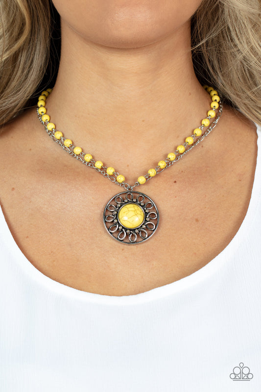 Paparazzi Sahara Suburb Yellow Necklace. Get Free Shipping. #P2SE-YWXX-207XX. Short Necklace