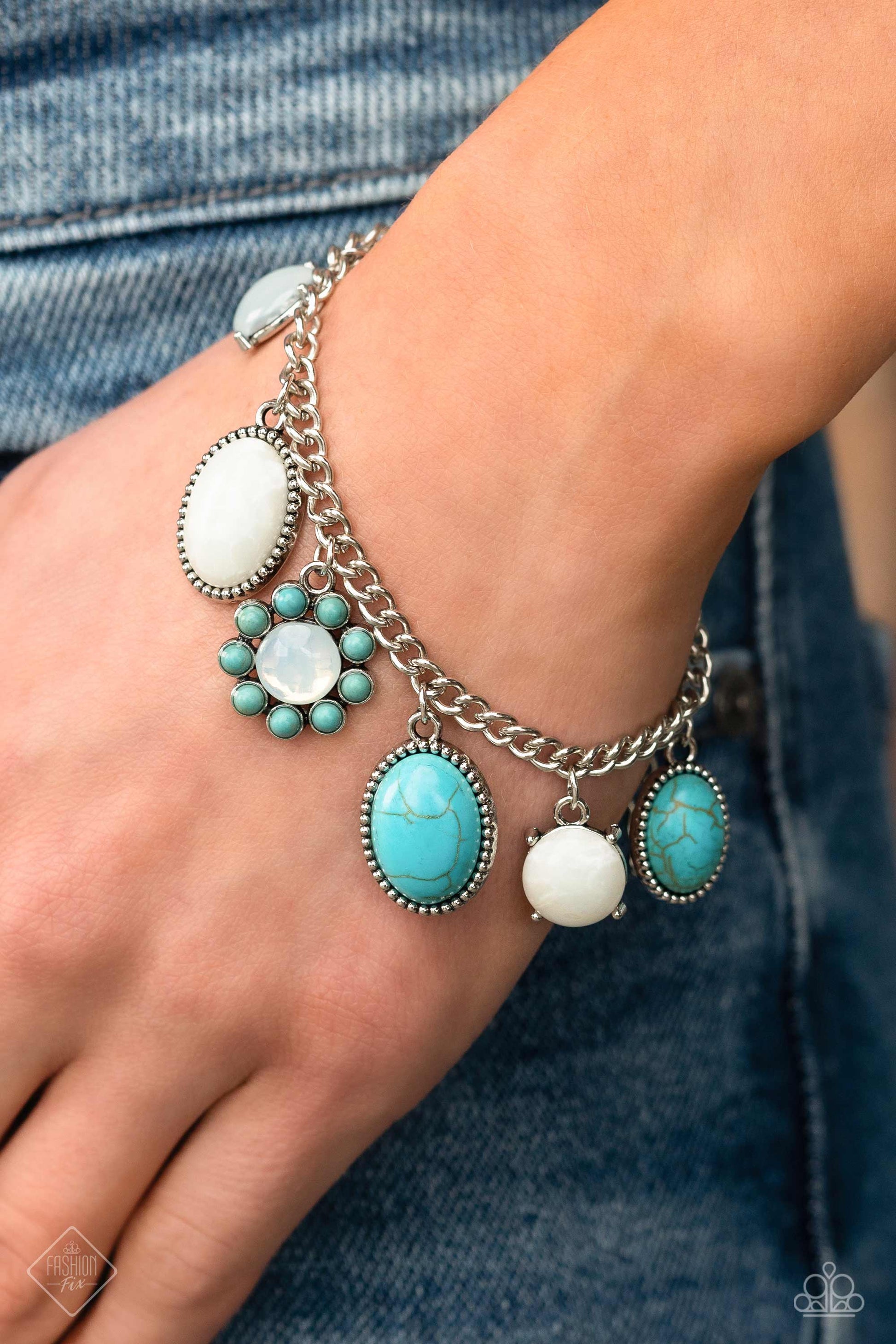 Paparazzi Simply Santa Fe March 2023 Fashion Fix Bracelet: "​Cowboy Charm - Blue" (P9SE-BLXX-436NJ)