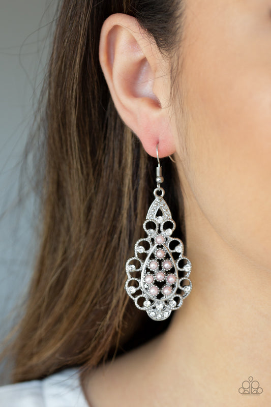 Paparazzi Earring ~ Sprinkle On The Sparkle - Pink Pearl Earring