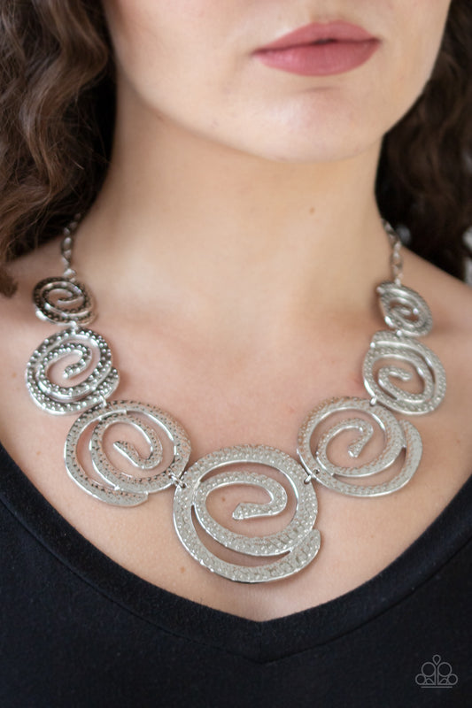 Paparazzi Statement Swirl Silver Necklace. Subscribe & Save. #P2ST-SVXX-118XX. Swirl Necklace