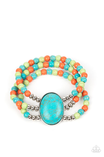 Paparazzi Stone Pools Multi Bracelet. Subscribe & Save. Turquoise, green, & orange stone