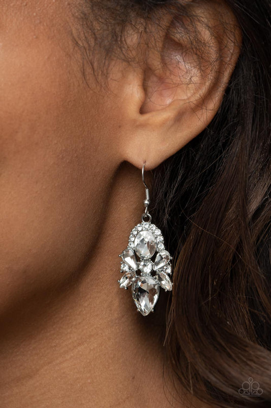 Stunning Starlet White Earrings Paparazzi Accessories. Get Free Shipping. #P5RE-WTXX-504XX