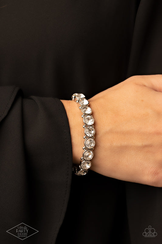 Paparazzi Bracelet Sugar-Coated Sparkle - White $5 Bracelet. Get Free Shipping. #P9RE-WTXX-303XX