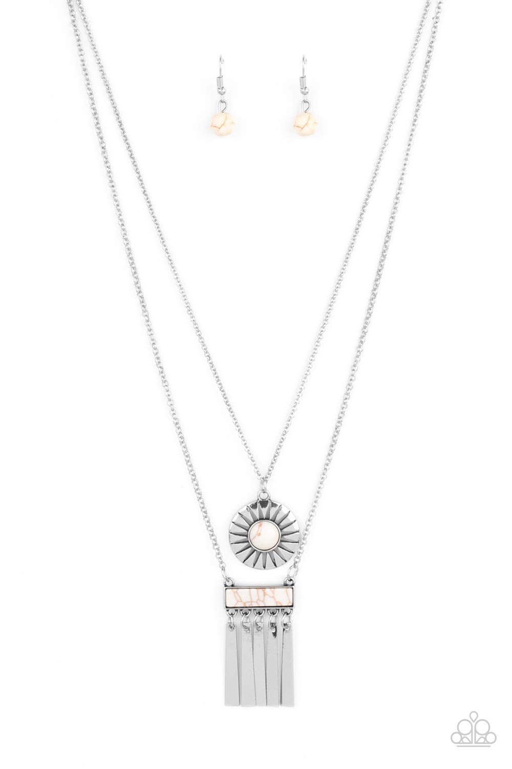 Paparazzi Sunburst Rustica White Necklace. #P2SE-WTXX-256XX. Subscribe & Save. Long Necklace