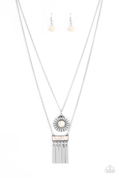 Paparazzi Sunburst Rustica White Necklace. #P2SE-WTXX-256XX. Subscribe & Save. Long Necklace